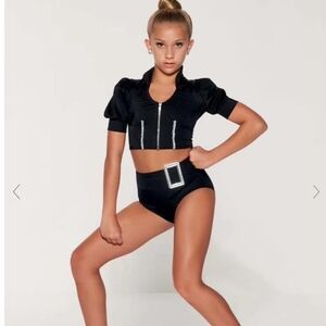 Black Dance Outfit with Silver Accents